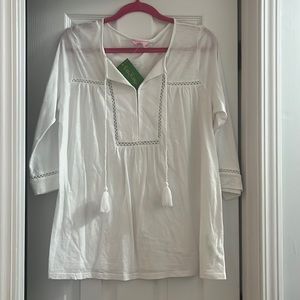 Lilly Pulitzer long sleeve white blouse. Size large. NWT!!